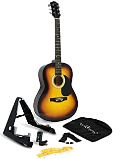 Martin Smith Acoustic Guitar Kit with Stand, Tuner, Gig Bag, Strap, Picks, Spare Strings & Online Lessons 6 String, Right, Sunburst (W-101-SB-PK)