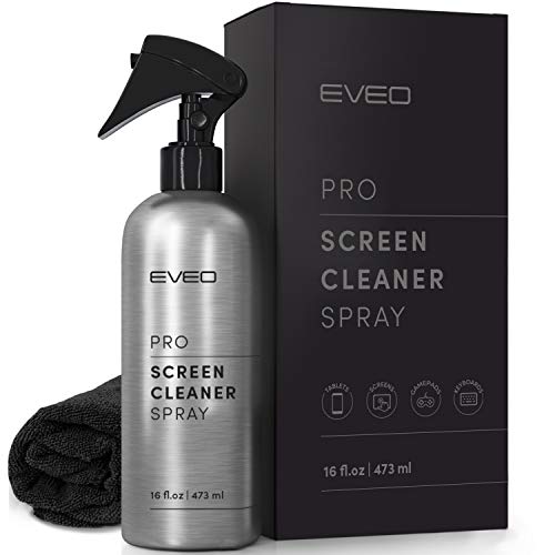 Screen Cleaner PRO Spray - for TV Screen Cleaner, Computer Screen Cleaner Laptop, Phone, Ipad - Computer Cleaning kit Electronic Cleaner - HQ Microfiber Cloth Included, Large 16oz Bottle