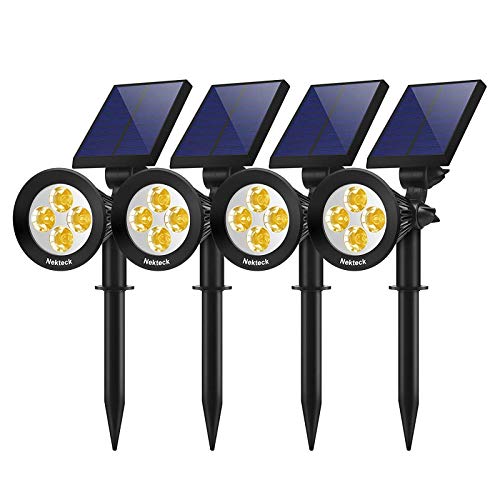 Nekteck 4 Pack Solar Lights,2-in-1 Outdoor Solar Spotlights Powered Adjustable Wall Light Landscape Lighting,Bright and Dark Sensing,Auto On/Off for Yard, Pathway, Walkway, Garden, Driveway