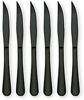 6-Pieces Stainless Steel Steak Knives Set, Black Knife Set-Use for Home Kitchen or Restaurant (Black)