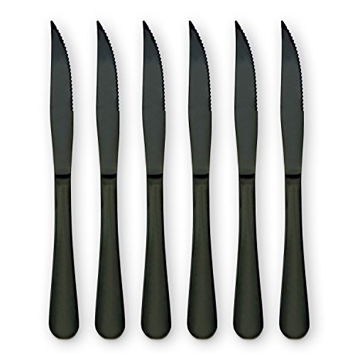 6-Pieces Stainless Steel Steak Knives Set, Black Knife Set-Use for Home Kitchen or Restaurant (Black)