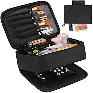 DIMJ Makeup bag and Jewelry Bag, 2 in 1 Travel Makeup Bag Organizer with Compartments Portable Waterproof Storage Case for Cosmetics Brushes Necklaces Earrings Bracelets Toiletry