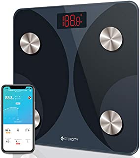 Etekcity Smart, Digital Bathroom Weight Loss, Wireless Bluetooth Body Fat Scale Tracking 12 Key Data with Smartphone Apps, Health Monitor, 400 lb, Black