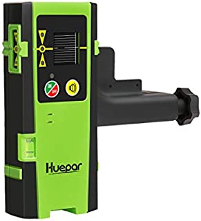 Huepar Laser Detector for Line Laser Level, Digital Laser Receiver Used with Pulsing Line Lasers Up to 200ft, Detect Red and Green Laser Beams, Three-Sided LED Displays, Clamp Included LR-6RG