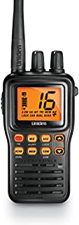 Uniden MHS75 Waterproof Handheld 2-Way VHF Marine radio, Submersible, Selectable 1/2.5/5 Watt Transmit Power. All USA/International and Canadian Marine Channels - Color Black