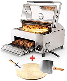 CAPT'N COOK Ovenplus Salamander Grill - All in One Portable Gas Grill, Oven, and Stove with Pizza Stone, Cutter, and Peel, Stainless Steel Double Cooking Design Saves Time, Effort, Clean-Up and Money