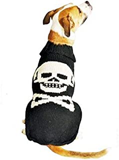 Chilly Dog Black Skull Dog Sweater, Medium