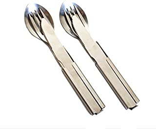 Enwinner 2 Set Picnic Flatware Set, Cutlery Set Extra Strong Ultra Silverware Set, Healthy & Eco-Friendly 3 Pieces Knife Fork Spoon Set for Home Use/Travel/Picnic/Camping Utensils Set