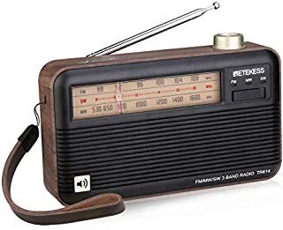 Retekess TR614 Portable Shortwave Radios, AM FM Radios with Best Reception, Retro Transistor Radio with Clear Dial and Large Knob, Ideal for Home (Black)