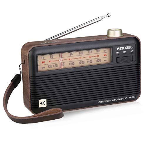 Retekess TR614 Portable Shortwave Radios, AM FM Radios with Best Reception, Retro Transistor Radio with Clear Dial and Large Knob, Ideal for Home (Black)