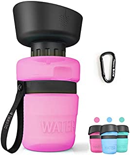 Pet Water Bottle for Dogs, dog water bottle foldable, Dog Travel Water bottle, Dog Water Dispenser, Lightweight & Convenient for Travel BPA Free 18 OZ.(Pink)