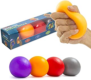 Durable Pull and Stretch Stress Squeeze Ball - Great and Fun Squishy Party Favor Fidget Toy - Excellent Sensory Relief for Tension and Anxiety (4 Pack, Large)