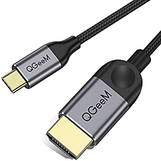 USB C to HDMI Cable Adapter 6ft 4K,QGeeM USB Type C to HDMI Cable Thunderbolt 3 Compatible with MacBook Pro 2018 IPad pro,Samsung S9 S10,Surface Book 2,Dell XPS 13/15,Pixelbook More