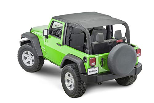 MASTERTOP Bimini Plus Summer Soft Top in Black Diamond| Fits or is compatible with 2010-2018 Jeep Wrangler JK 2 DR |Made with True Sail Cloth Fabric|14300335