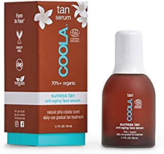 COOLA Organic Sunless Tanner Serum, Self Tan Face Serum for Anti-Aging and Skin Care, Piña Colada, 1.7 Fl Oz