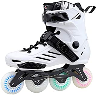 Sljj Inline Skates with Light Up Wheels High Performance and Breathable Roller Skates Fun Flashing Beginner Roller Shoes for Adults Women and Men (Color : White, Size : 43 EU/10 US/9 UK/26.5cm JP)