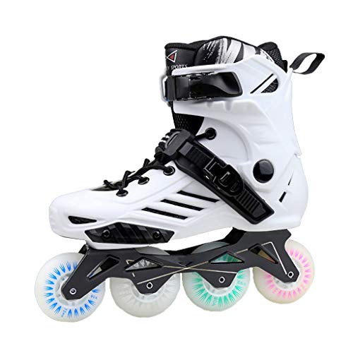 Sljj Inline Skates with Light Up Wheels High Performance and Breathable Roller Skates Fun Flashing Beginner Roller Shoes for Adults Women and Men (Color : White, Size : 43 EU/10 US/9 UK/26.5cm JP)