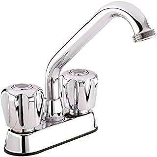 Plumb Pak 3040W Dual Handle Laundry Tub Faucet with Swivel Spout and Hose End for Utility Sink, Polished Chrome