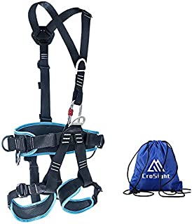 Climbing Harness Full Body Tree Climbing Gear Climbing Saddle - with 1 Drawstring Bag for Rappelling, Rescue, Outward Expanding Training, Rock Climbing and Can Be Disassembled Into Half Body Harness