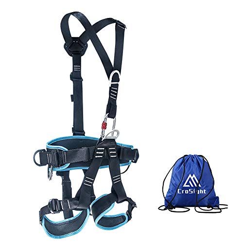 Climbing Harness Full Body Tree Climbing Gear Climbing Saddle - with 1 Drawstring Bag for Rappelling, Rescue, Outward Expanding Training, Rock Climbing and Can Be Disassembled Into Half Body Harness