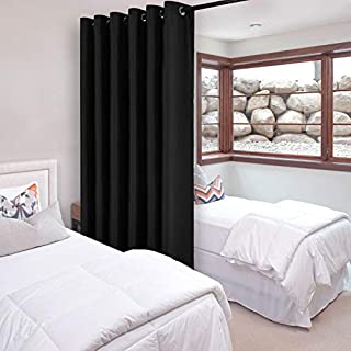 DWCN Total Privacy Room Divider Blackout Curtain - Thermal Curtains for Patio Door, Living Room, Bedroom Partition and Shared Office Space, 1 Grommet Curtain Panel, 8.3ft Wide x 7ft Tall, Black