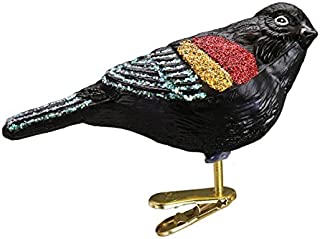 Old World Christmas Glass Blown Ornament Red-Winged Blackbird (18132)