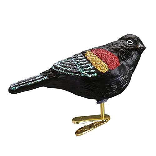 Old World Christmas Glass Blown Ornament Red-Winged Blackbird (18132)