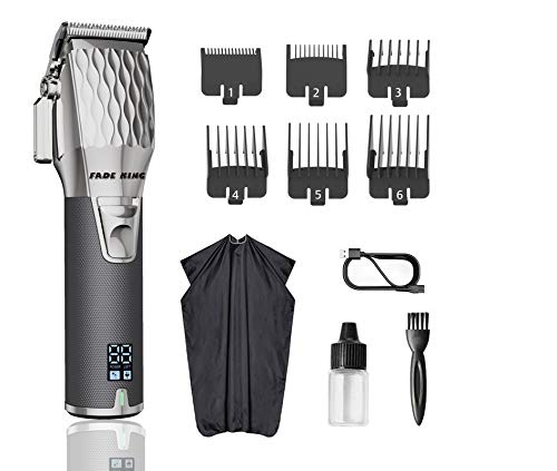 Fade King Hair Clippers for Men Professional Cordless Clippers for Hair Cutting Beard Trimmer Barbers Grooming Kit Rechargeable, LCD Display