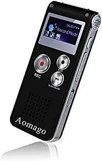 Digital Voice Recorder Voice Activated Recorder for Lectures, Meetings, Interviews Aomago 8GB Audio Recorder Mini Portable Tape Dictaphone with Playback, USB, MP3