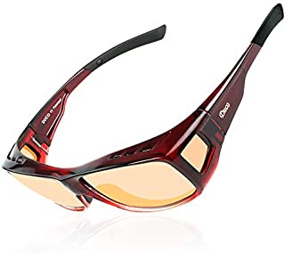 Duco Night Vision Glasses for Driving at Dusk Rainy Day Anti Glare Fit Over Wrap Around Eyewear Glasses UV400 Polarized