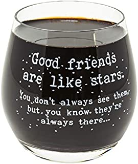 Funny Guy Mugs Good Friends Stemless Wine Glass, 9-Ounce - Unique Gift for Women, Mom, Daughter, Wife, Aunt, Sister, Girlfriend, Teacher or Coworker (Several Styles To Choose From)