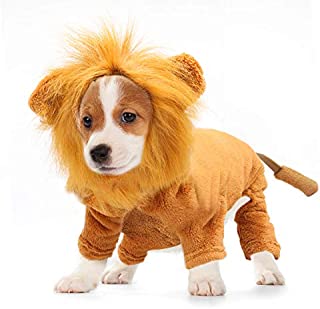 RYPET Dog Lion Costume Pet Clothes for Halloween Party Simulation Lion Pets Outfits Cosplay Dress up Costume Pet Lion Hoodie Cat Costume for Party,S