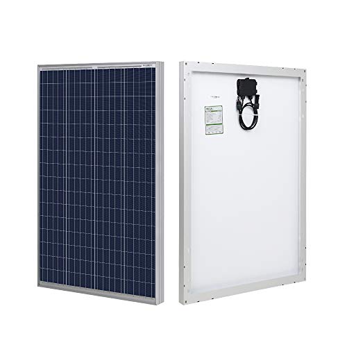 HQST 100 Watt Polycrystalline 12V Solar Panel with Solar Connectors High Efficiency Module PV Power for Battery Charging Boat, Caravan, RV and Any Other Off Grid Applications