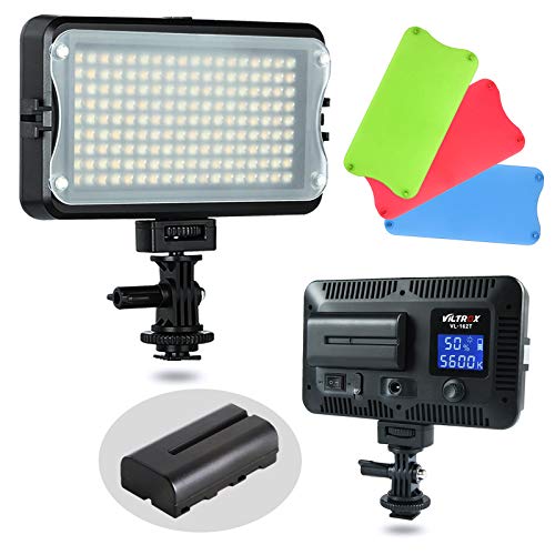 VILTROX VL-162T CRI95+ LED Video Light, Portable Camera Photo Light Panel Dimmable for DSLR Camera Camcorder with Battery, Charger, High Brightness, 3300K-5600K Bi-Color, White Filter and LCD Display