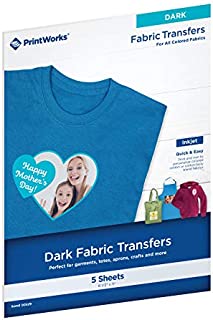 Printworks Dark T-Shirt Transfers, Perfect for DIY Christmas Presents and Crafts, For Use on Dark and White/Light Fabrics, Photo Quality, For Inkjet Printers, 5 Sheets, 8 ½ x 11 (00529)