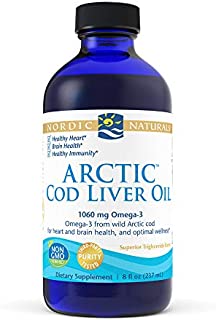 Nordic Naturals Arctic Cod Liver Oil, Unflavored - 8 oz - 1060 mg Total Omega-3s with EPA & DHA - Heart & Brain Health, Healthy Immunity, Overall Wellness - Non-GMO - 48 Servings