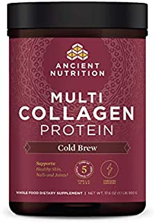 Multi Collagen Protein Powder, Cold Brew, Formulated by Dr. Josh Axe, 5 Types of Food Sourced Collagen Peptides, Supports Hair, Joints, Skin, Nails & Gut, Gluten Free, Made Without Dairy, 17.6oz