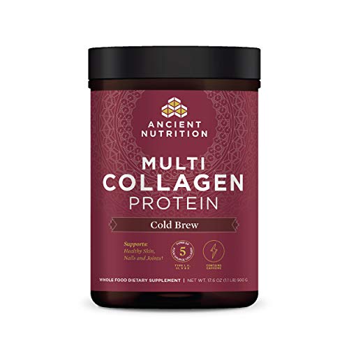 Multi Collagen Protein Powder, Cold Brew, Formulated by Dr. Josh Axe, 5 Types of Food Sourced Collagen Peptides, Supports Hair, Joints, Skin, Nails & Gut, Gluten Free, Made Without Dairy, 17.6oz