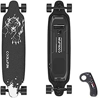 Cool&Fun Electric Skateboard with Remote Control, 400W Brushless Electric Longboard, 20 MPH Top Speed, 10 Miles Range, 3 Speed Adjustment, Load up to 265 Lbs, 11 Layers Maple Longboard