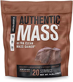 Authentic Mass Gainer - Clean Weight Gainer Protein Powder for Lean Muscle Growth - Muscle Building Bulking Mass Builder for Strength & Size - Post Workout Recovery, Chocolate Flavor - 4.4LB