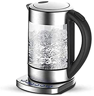 LKNJLL Glass Electric Kettle | BPA Free With Borosilicate Glass & Stainless Steel - 1.7 Liter Rapid Boil Cordless Teapot With Automatic Shut Off - The Best Hot Water Heater for Tea,Coffee,Soup,And Mor