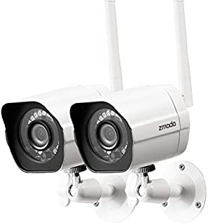 Zmodo Outdoor Security Camera Wireless (2 Pack), 1080p Full HD Home Security Camera System, Works with Alexa and Google Assistant, Silver (ZM-W0002-2)