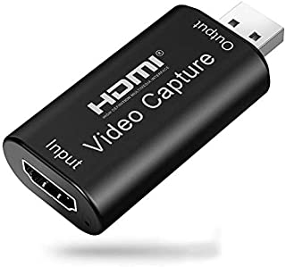 Audio Video Capture Card HDMI to USB High Definition 1080p USB 2.0 Record via DSLR Camcorder Action Cam Computer for Gaming, Streaming, Teaching, Video Conference or Live Broadcasting