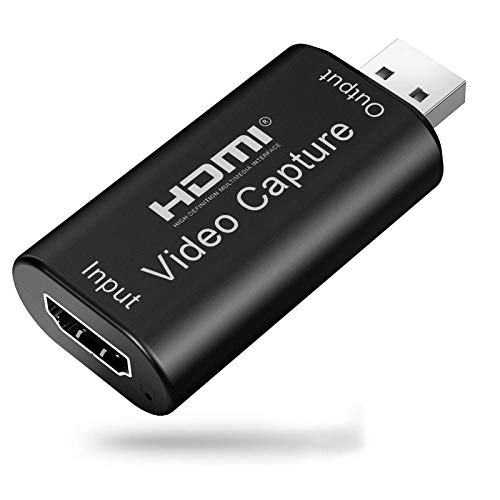 Audio Video Capture Card HDMI to USB High Definition 1080p USB 2.0 Record via DSLR Camcorder Action Cam Computer for Gaming, Streaming, Teaching, Video Conference or Live Broadcasting