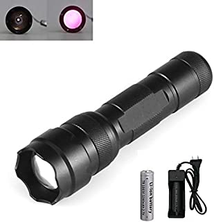 IR Flashlight 850nm, PROFORUS IR Illuminator Flashlights 5W 850nm Night Vision Infrared Light Torch 1 Mode for Hunting Varmint Coyote Hog Fox - To be used with Night Vision Device (Battery included)