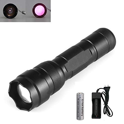 IR Flashlight 850nm, PROFORUS IR Illuminator Flashlights 5W 850nm Night Vision Infrared Light Torch 1 Mode for Hunting Varmint Coyote Hog Fox - To be used with Night Vision Device (Battery included)