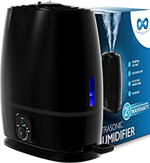 Everlasting Comfort Cool Mist Humidifier for Bedroom (6L) - Filterless - Whisper Quiet - Includes Essential Oil Tray (Black)