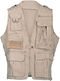 Humvee HMV-VS-K-M Medium Cotton Safari Vest with Extra Pockets, Khaki