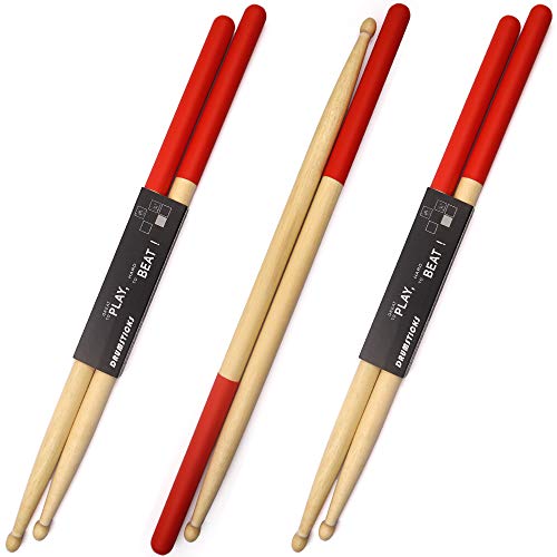 3 Pair Drum Sticks Non-Slip Classic Maple Wood Drumsticks 5A Drumsticks for Adults, Kids, Students, and Beginners (red)
