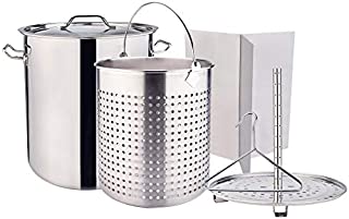 ARC 84QT 21 Gallon ALL IN ONE Function Stainless Steel Stockpot Crawfish Boil Pot Tamale Steamer Seafood Pot Lobster Pot Turkey Pot with Basket Divider and Hook